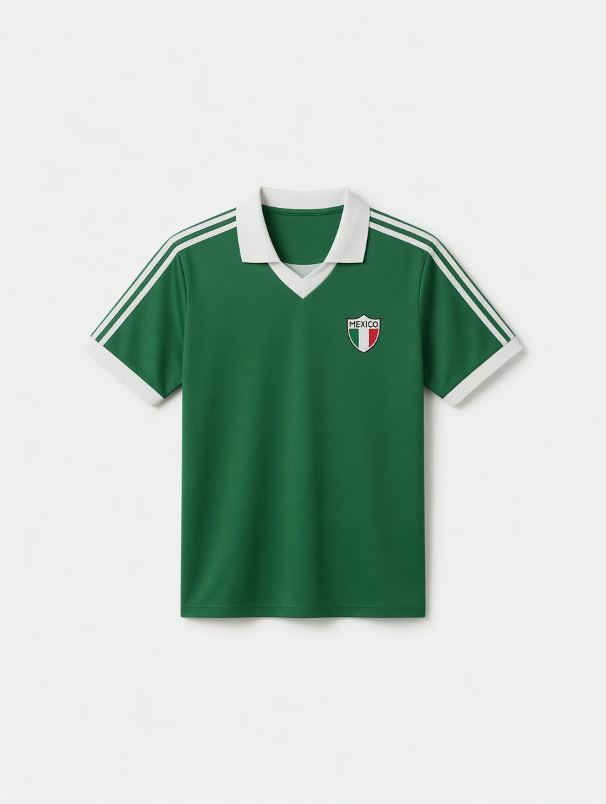 Playera tipo polo retro verde